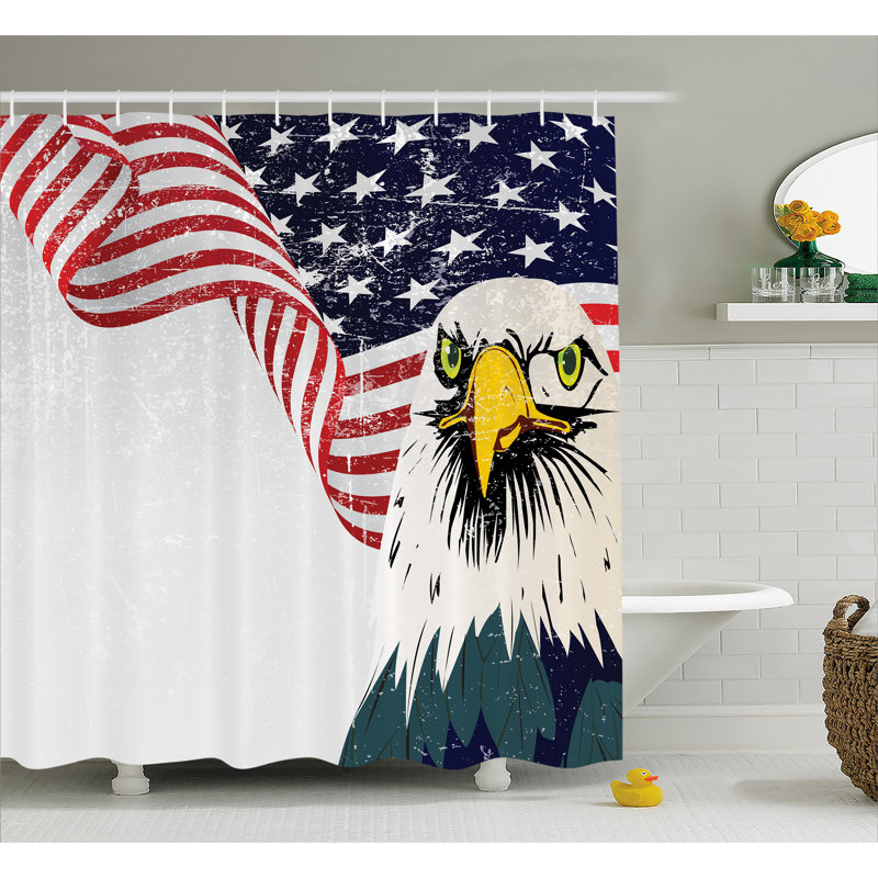 Rideau de douche simple eagle and flag décoration, H 69 po x l 75 po