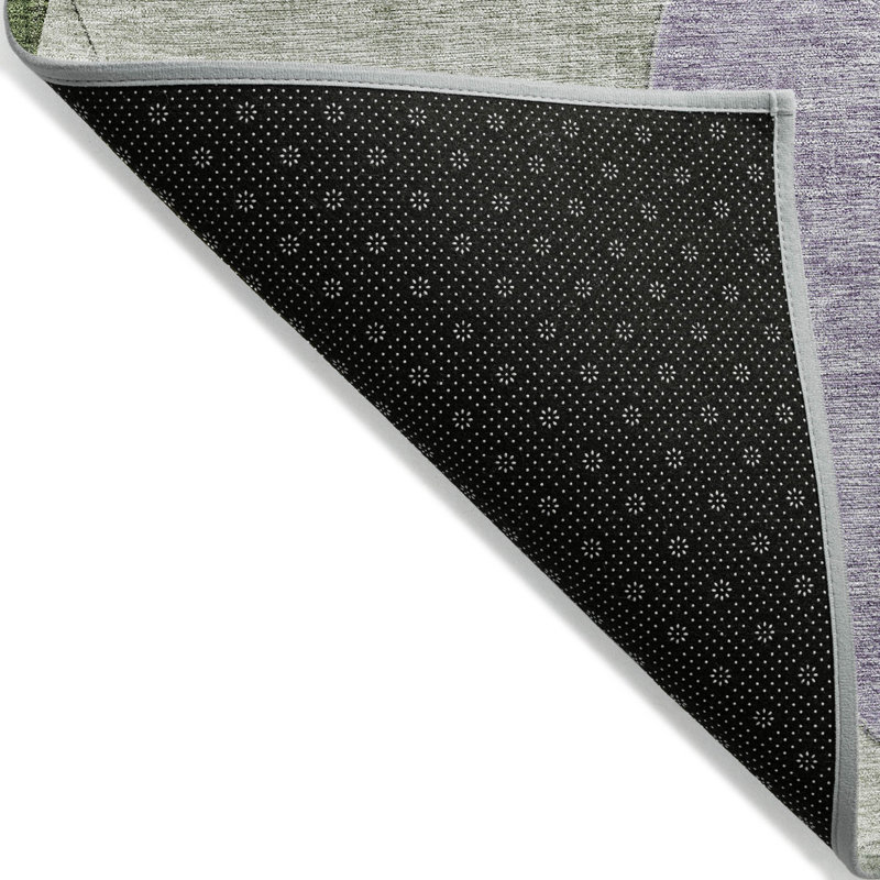 Tapis d'intérieur lavable à motif géométrique lavande mauve et vert 3 pi x 5 pi