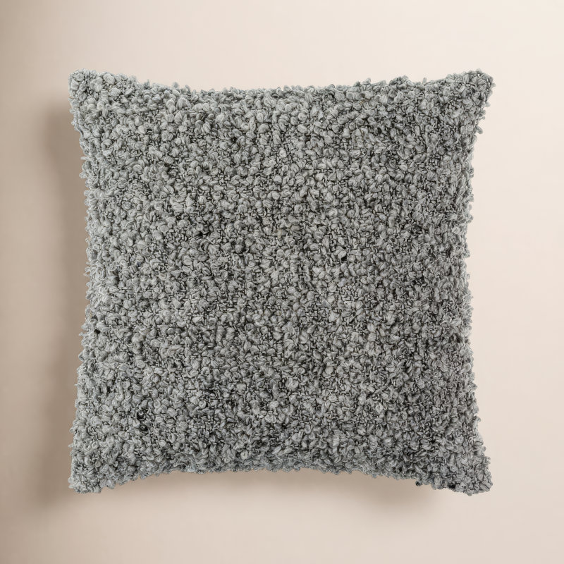 Anella Polyester Throw Square Pillow Cover, Gris, H 20 po x l 20 po, Polyester/ bourre en polyester