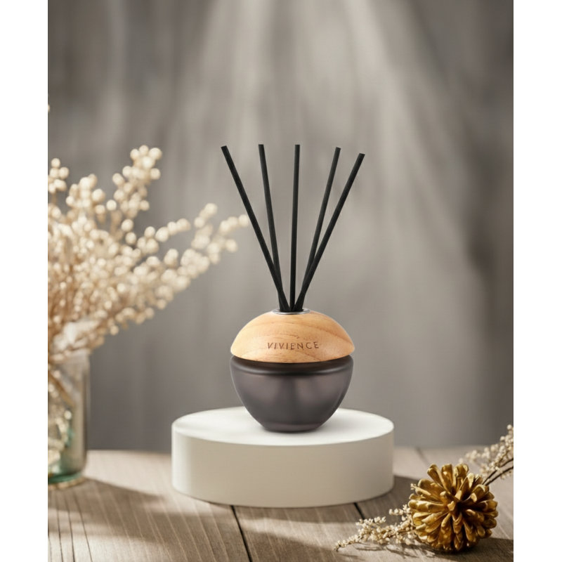 Diffuseur rond en roseau moderne, muguet, Bois / fumé