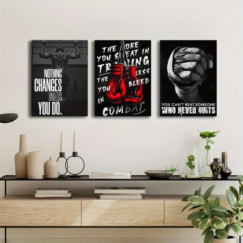 Motivation, citation de remise en forme, impression sur toile 3 pièces, 36 * 24 pouces 3 pièces