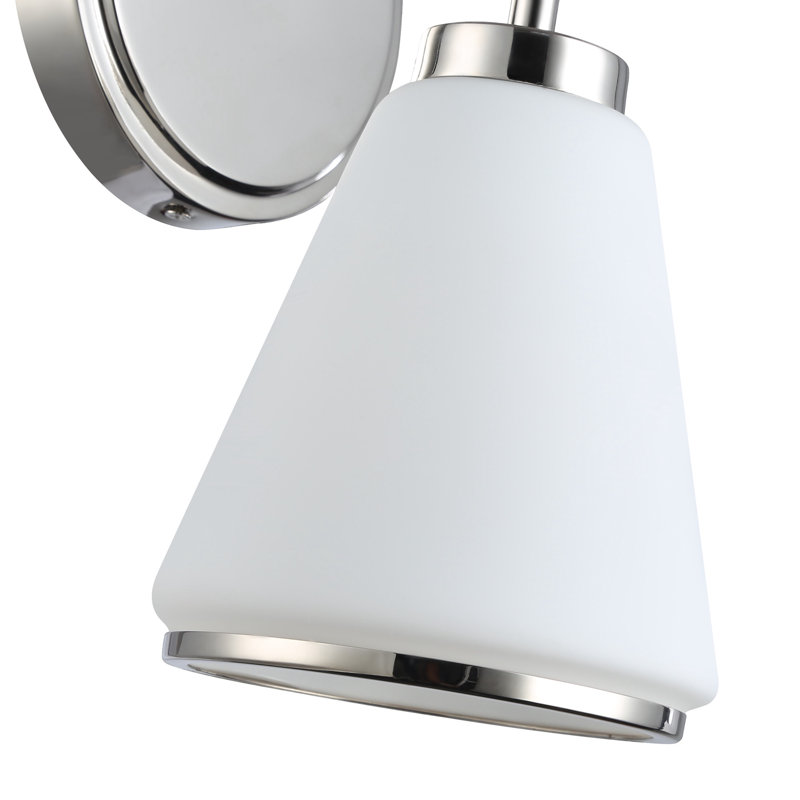 Zoey - 1-Light Wall Sconce - Polished Nickel Finish - Glossy White Glass Shade