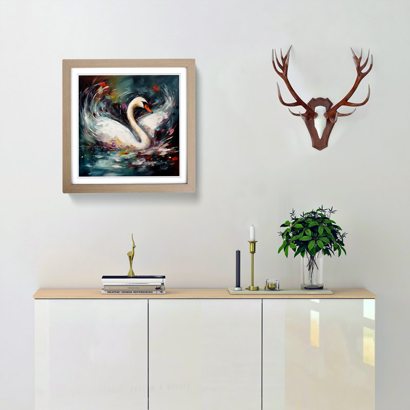 Swan Expressionism No.1 - Framed Print, Oak