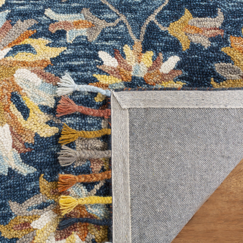 Ellin-Ann Hand Tufted Wool Floral Rug, Rectangle 5' x 8'