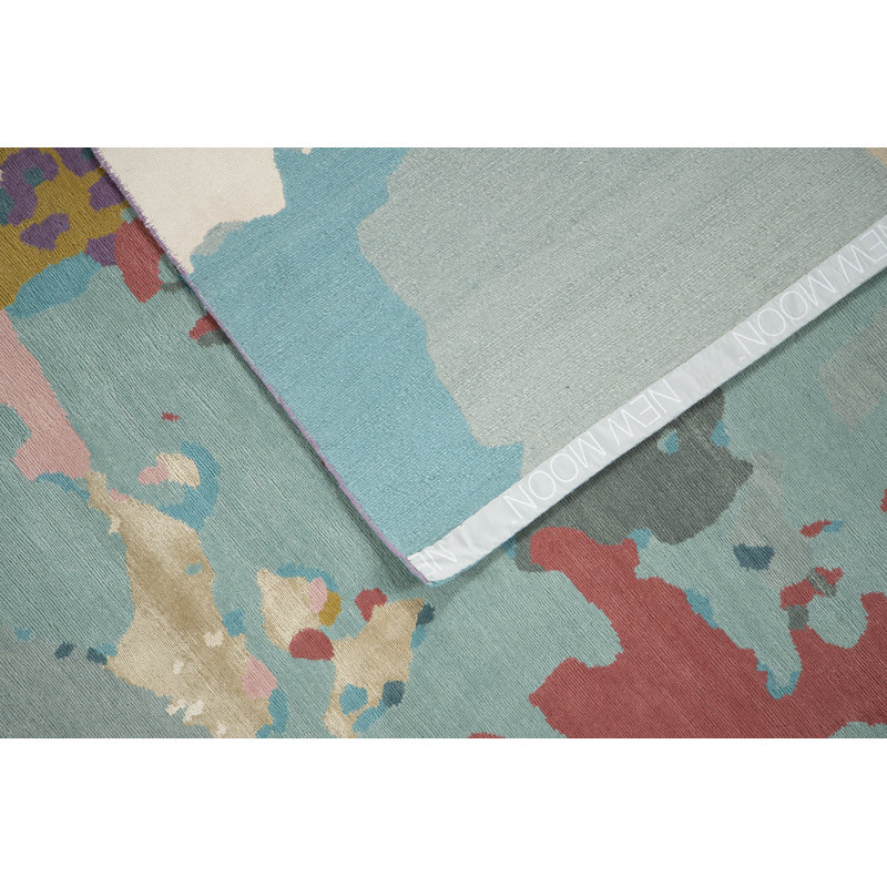 Abstract Handmade Silk and Wool Abstract Area Rug, Rectangle 6' x 9'