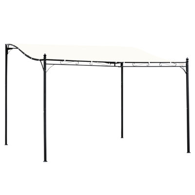 10' X 13' Pergola Gazebo With Steel Frame. Weather- Canopy. Garden , Cream White, Drainage System Outdoor Fabric, Backyard Patio Shelter. Feature