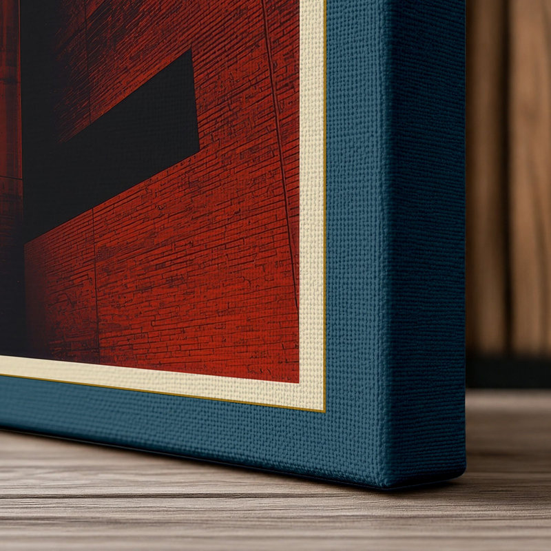 Angular Structures Industrial - Wrapped Canvas, 30x20 - 76.2 x 50.8 cm, Teal Border