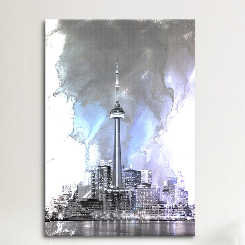Toronto, Canada Tower - impression d'art graphique sur toile, H 12 po x l 8 po x P 0,75 po