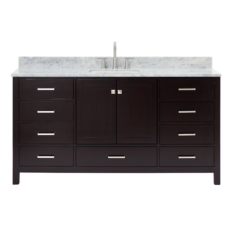 Flynt 67'' Single Bathroom Vanity with Carrara Marble Top, Espresso