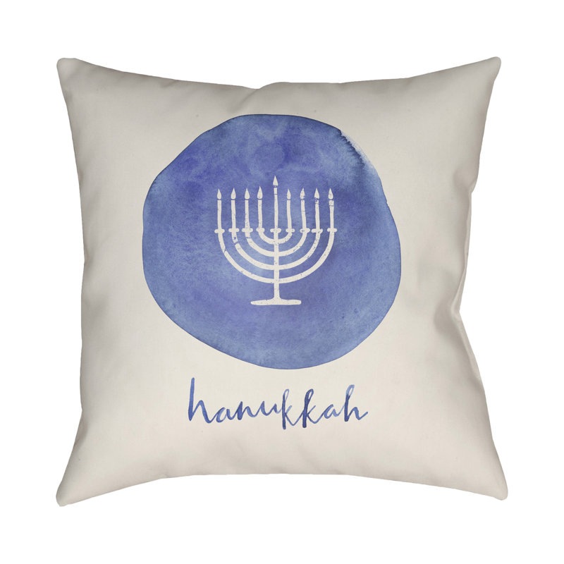 Hannukah Indoor/Outdoor Throw Pillow, 18" H x 18" W x 4" D