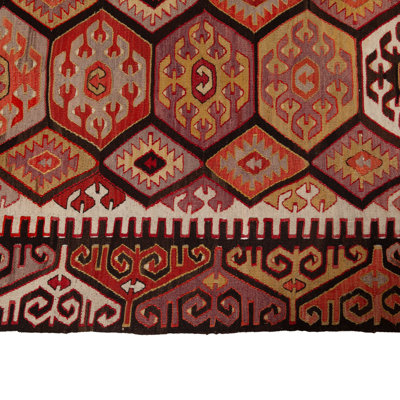 Red Vintage Flatweave Wool Runner - 5'9"" x 14'4""