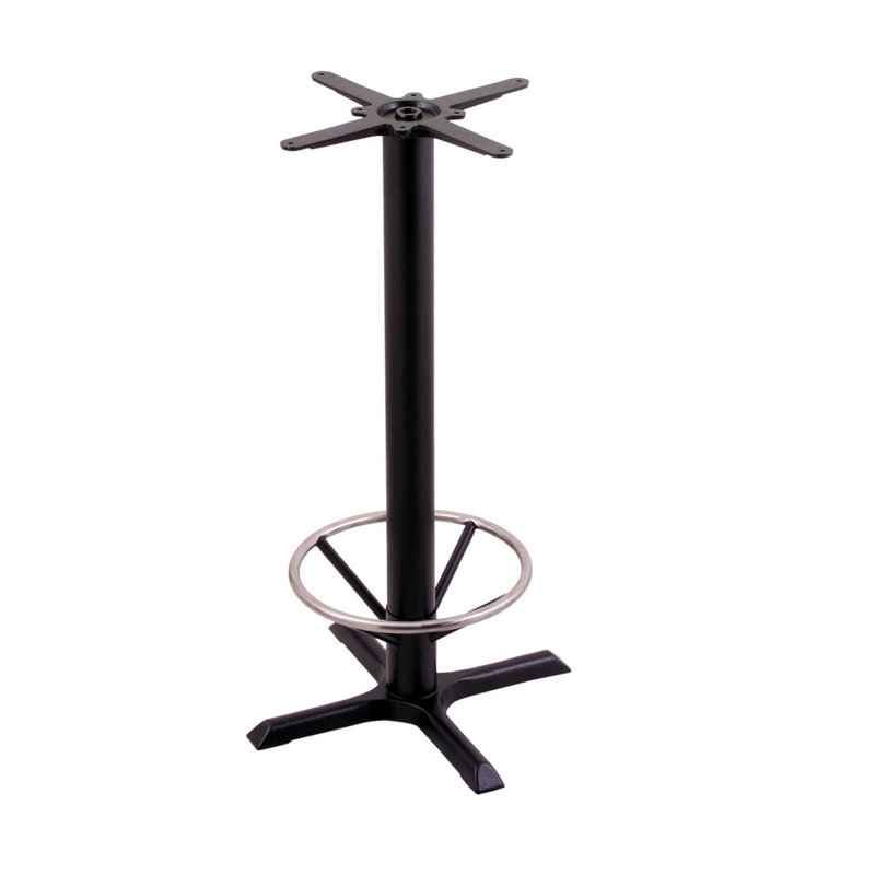 Holland Black Cast Iron and Steel Bar Table Base with Chrome Foot Ring
