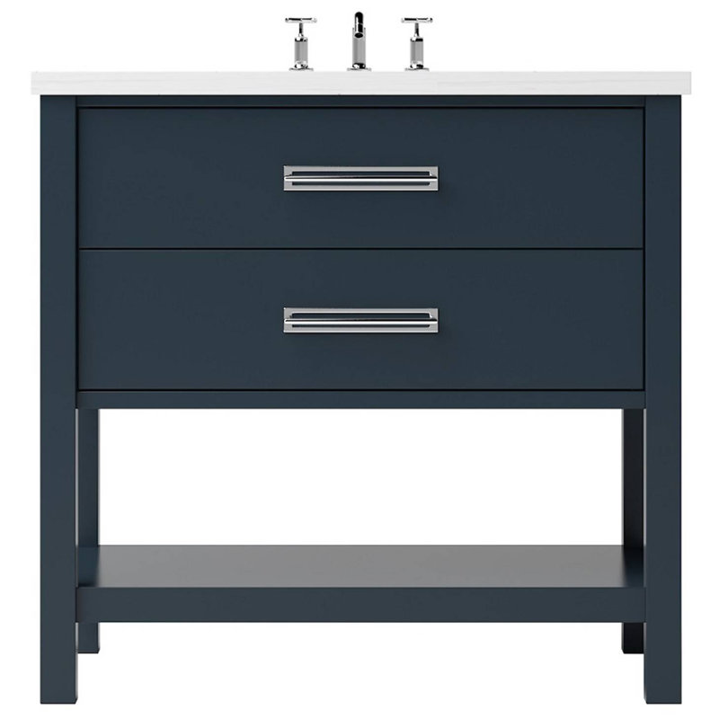 Kiawah Two-Drawer Single Bath Vanity, Hague Blue, Polished Chrome, 48"
