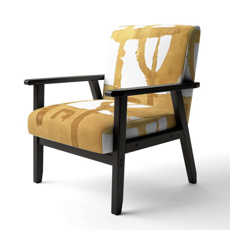 Crossing Paths I - Upholstered Modern Accent Arm Chair, Gold/White Polyester Blend