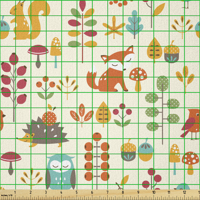 Christasia Owl Fox Squirrel Birds Animal Leaves Multi-Purpose Fabric