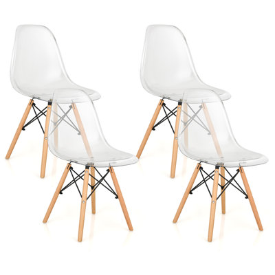 Anylia Set Of 4 Dining Chairs Modern Plastic Shell Side Chair W/ Clear Seat & Wood Legs by Corrigan Studio