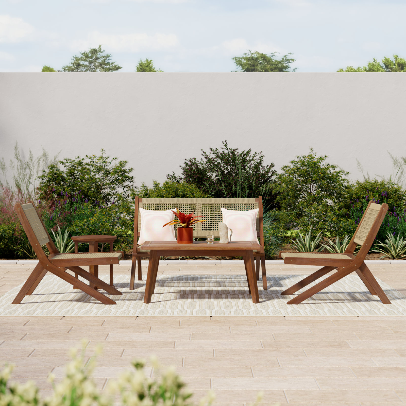 Kismet 4-Person Acacia Patio Seating Group, Natural