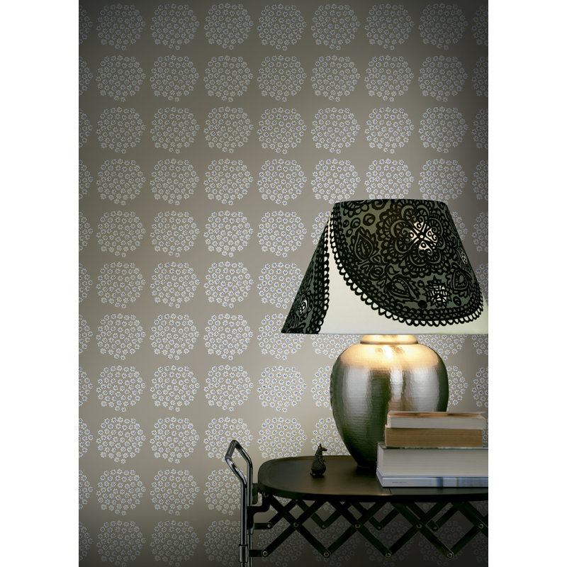 Rouleau de papier peint adhésif L 18 pi x l 20,8 po Puketti, Beige / bleu clair