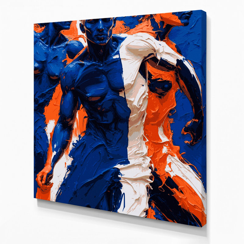 Abstrait art figuratif sur toile bleu 76, H 16 po x l 16 po