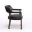 Chaise de jeu et de salle à manger en similicuir noir - structure en bois de noyer rustique avec roulettes et garniture cloutée-532363853