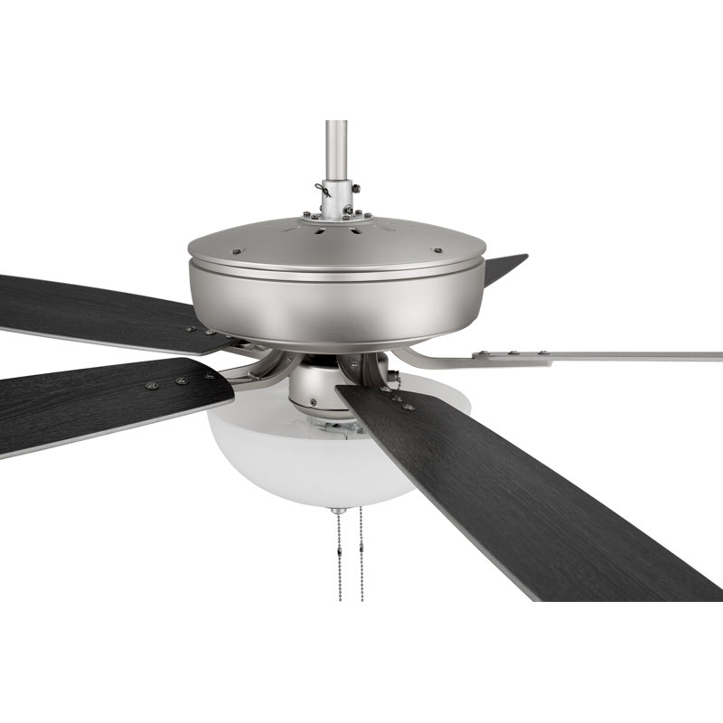 Pro Plus 211 White Bowl Light Kit 52'' Ceiling Fan with Light Kit, Brushed Satin Nickel/Black