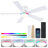 46" Low Profile Flush Mount Ceiling Fan Light With Remote/app Control-265384907