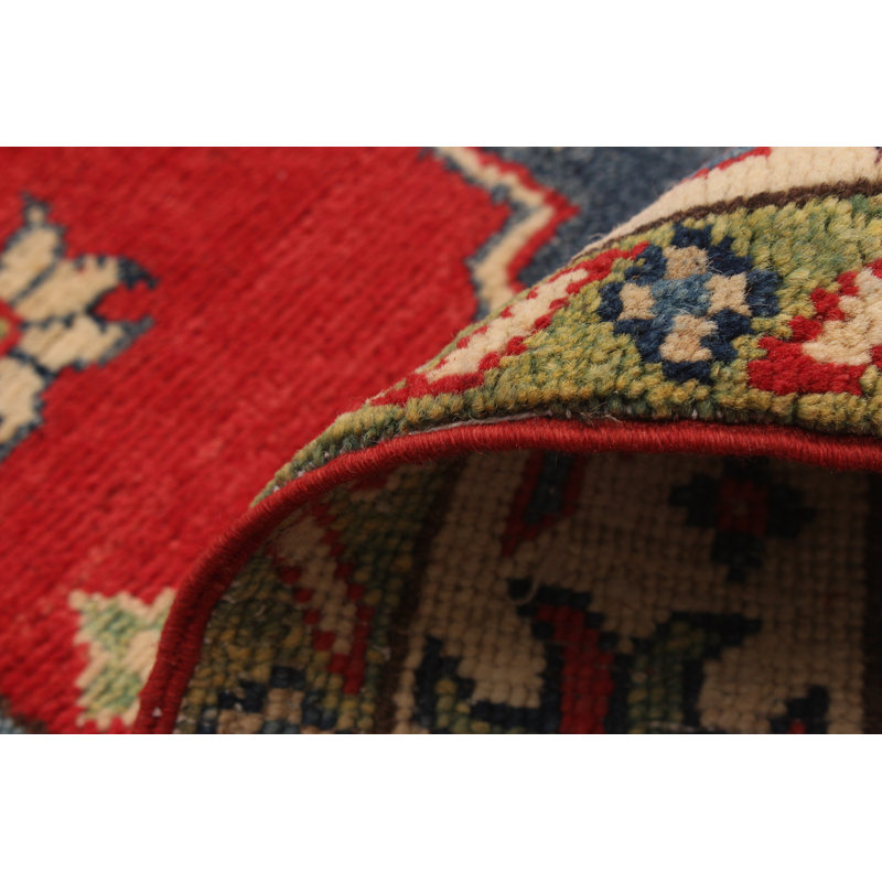 Tapis de couloir unique en laine noué à la main gazni rouge et doré des années 2010 de 2 pi 9 po x 9 pi 2 po Qaiden