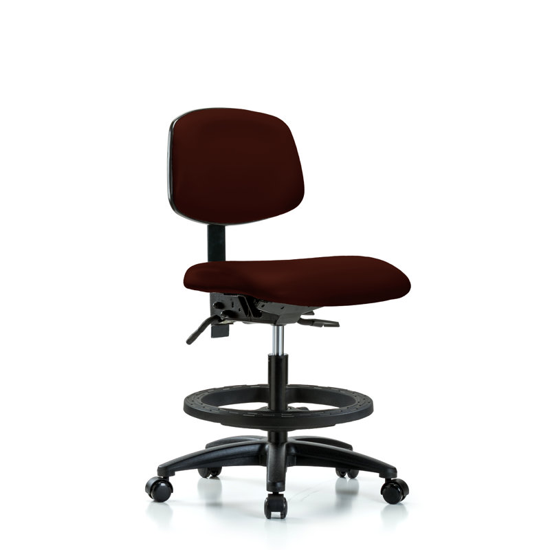Lyra Vinyl Drafting Chair, Burgundy, Casters, Not Included
