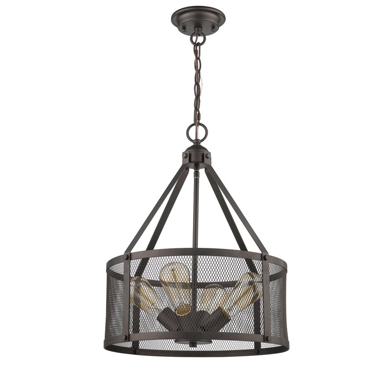  Ironclad Industrial-Style 4 Light Rubbed Bronze Ceiling Pendant 16" Wide