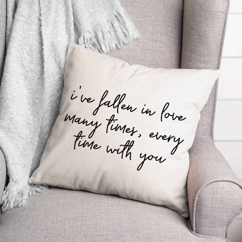 Black And White Typography Collection I've Fallen in Love Throw Pillow