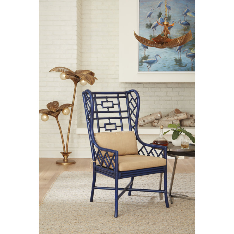 Heritage Wingback Arm Chair, Beige, Indigo