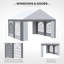 4 X 4m Galvanised Steel Party Tent, Outdoor Marquee Gazebo With Removable Sidewalls, Four Windows And Double Zipper Doors For Wedding Party Event