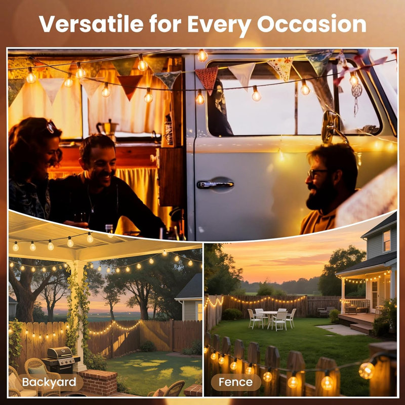 50FT Dimmable Outdoor Globe String Lights, 50ft