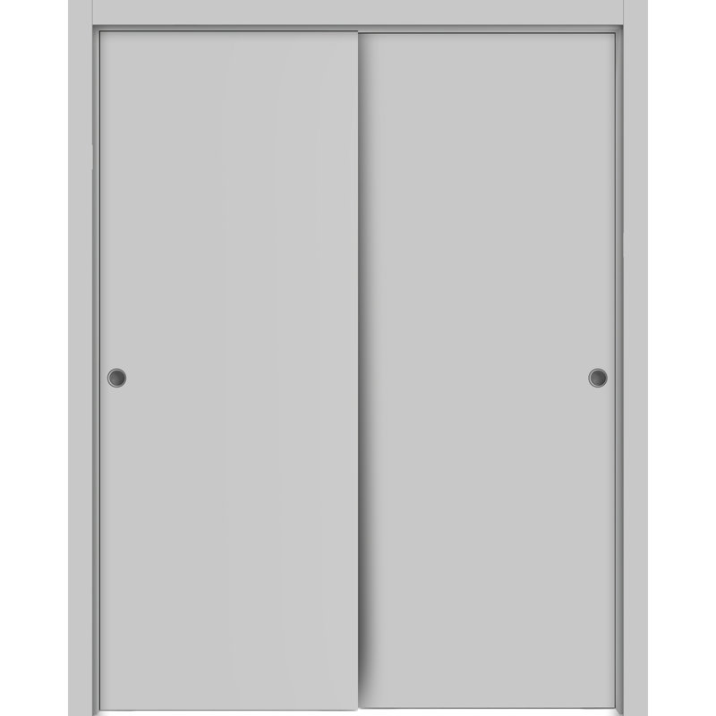 Panelled Wood Planum Sliding Closet Doors, 64" x 80", Matte Grey