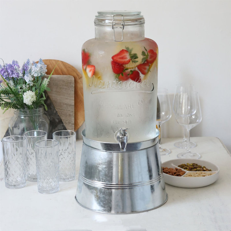 Rink Drink Glass Drinks Dispenser with Tap & Bucket Stand, 6.5L, Silver