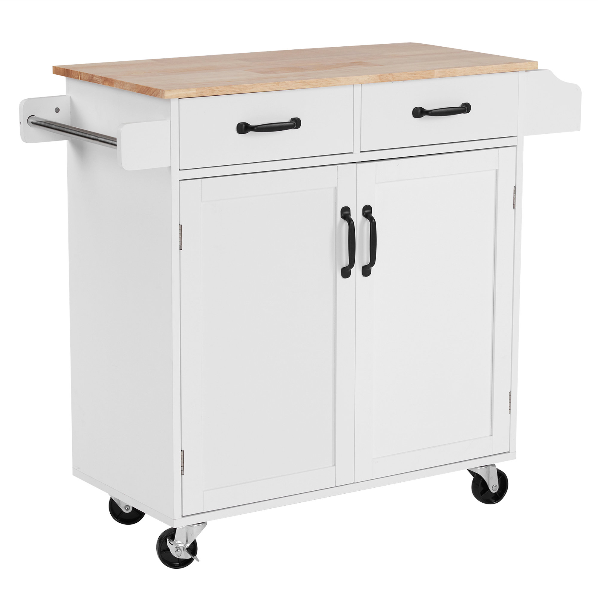 Red Barrel Studio® Solid Wood Top Kitchen Cart | Wayfair