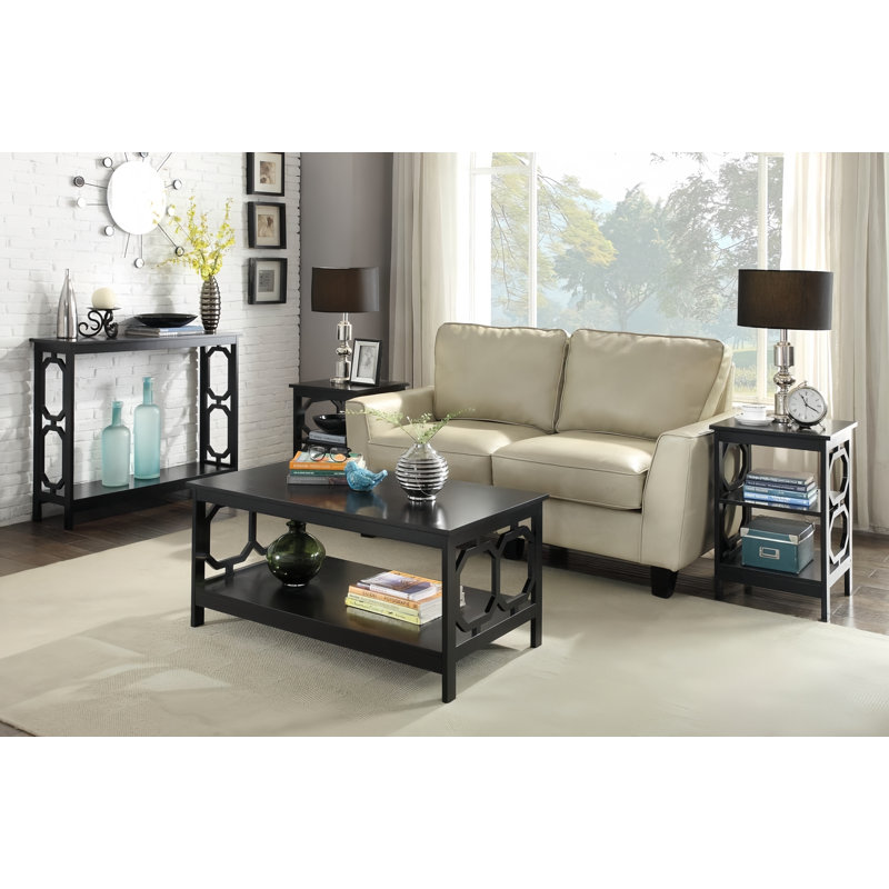 Omega Glossy Black 40" Console Table with Storage Shelf