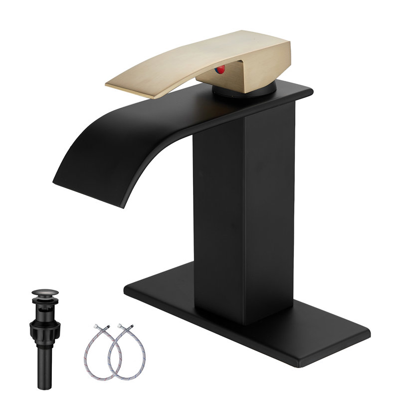 Single-handle Bathroom Faucet with Drain Assembly, Gold mixed Black