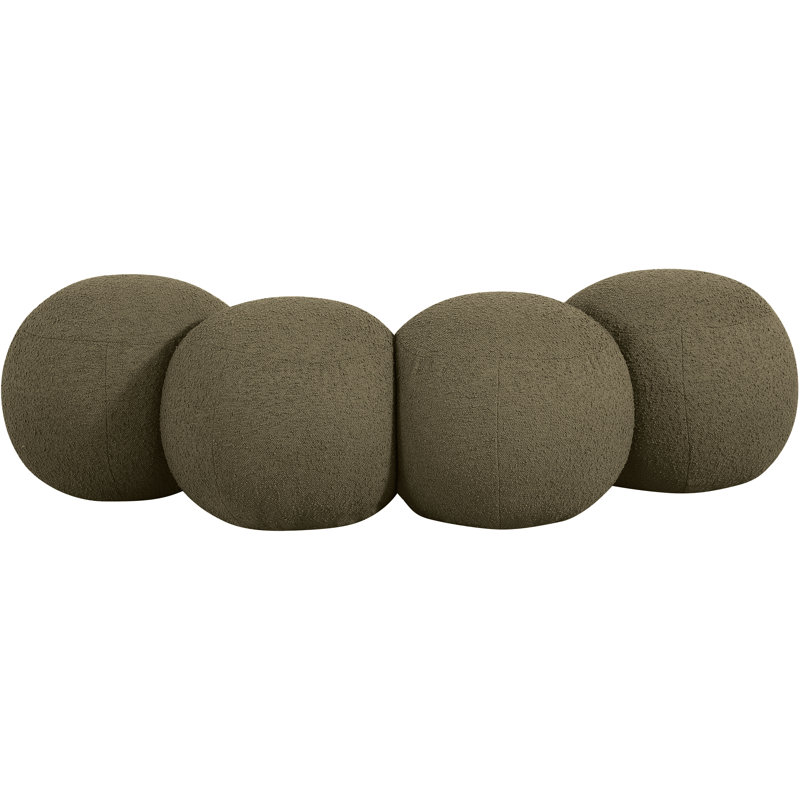 Apollo Boucle Fabric Bench, 18" H x 65" W x 31" D, Olive Boucle Fabric