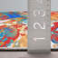  Tapis multicolore à tissage plat abstrait marbré abstrait bohème-88588439