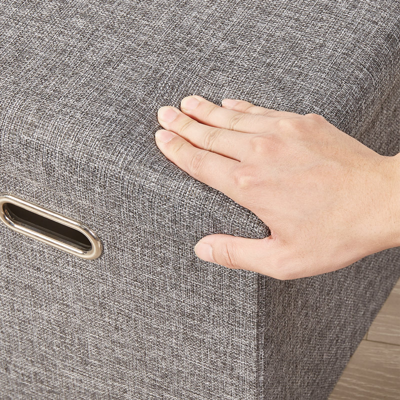 Ensemble de 3 bancs de rangement avec repose-pieds de 15 pouces avec couvercle - repose-pieds rembourré avec rangement caché pour le salon, la chambre à coucher, le vestibule, le dortoir et le petit appartement