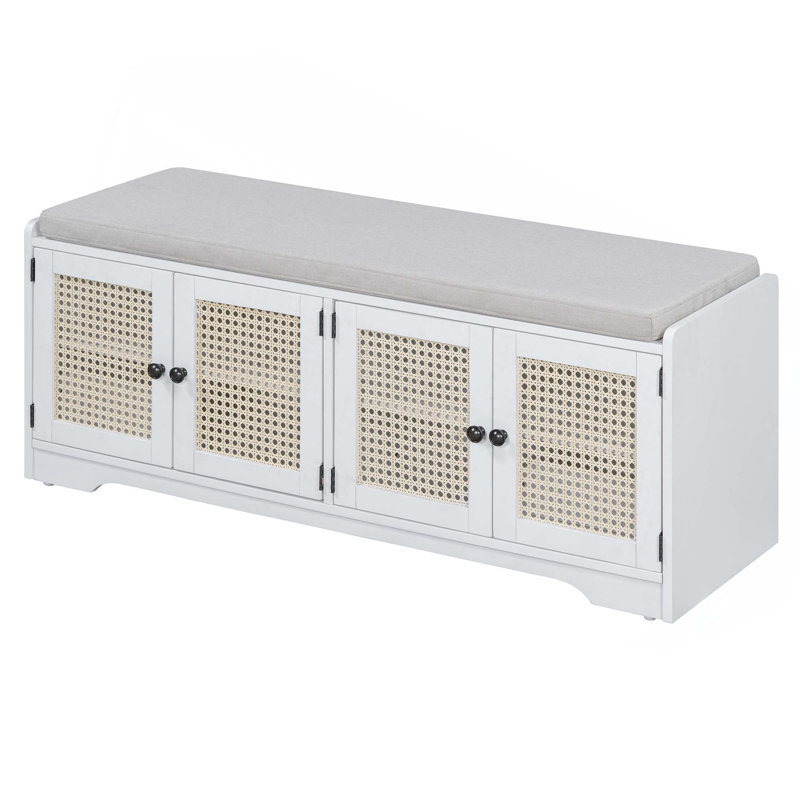 Banc de rangement Rustic, Blanc