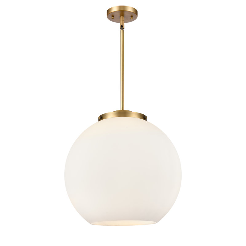 Luminaire suspendu sphère 3 lumières Ralph, H 16,38 po x l 15,75 po x P 15,75 po, Laiton brossé, Blanc mat