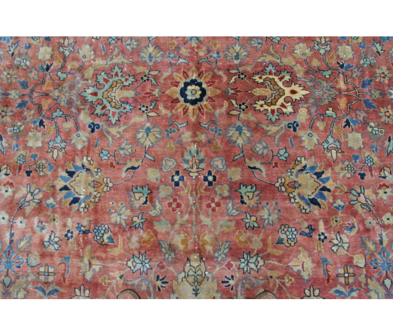 Tapis unique rouge / rose cendré / or 9 pi 8 po x 17 pi 5 po Kandahar