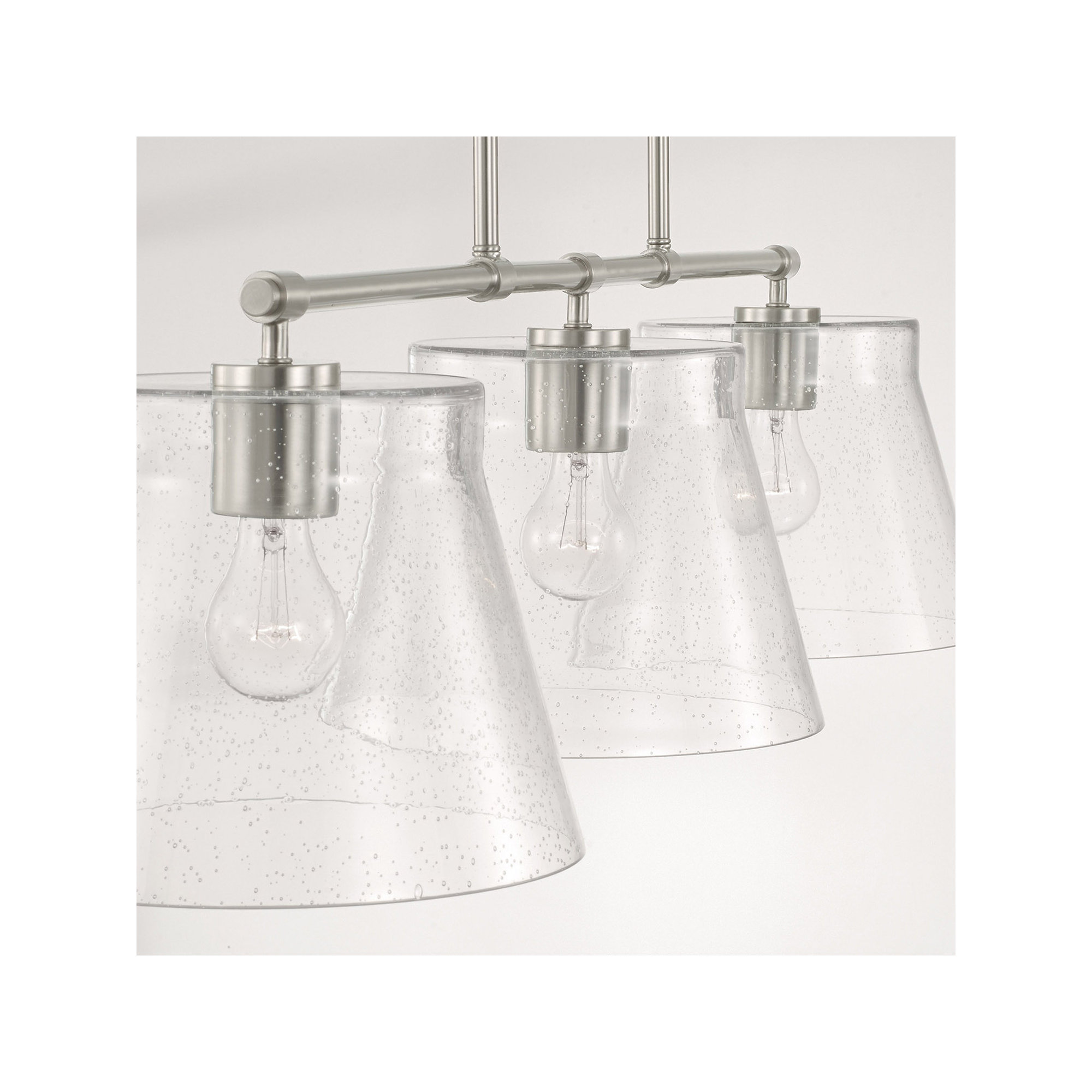 Alorie 3 Light Glass Dimmable Pendant, Brushed Nickel