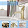 Bathroom Faucet Waterfall Sink Vanity Single Hole Faucets Restroom Bath One Handle Basin centerset with Pop Up Drain Stopper Mixer Tap Overflow Supply Line