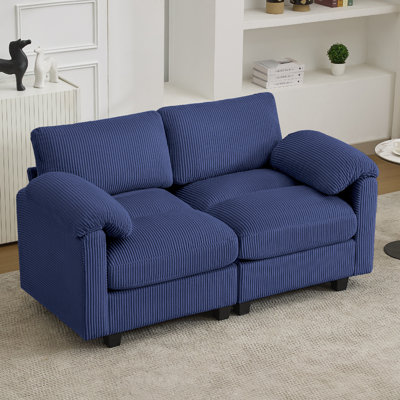 Causeuse 2 places avec accoudoirs coussinés, canapé en velours côtelé à assise profonde Cloud Couch