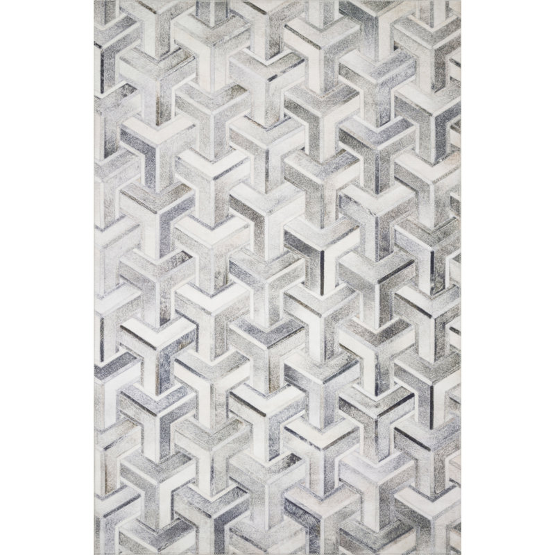 Tapis gris à motif géométrique Rogers, Rectangle 2 pi 3 po x 3 pi 9 po