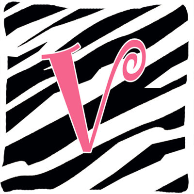 Monogramme initiale Zebra Stripe jet intérieur/extérieur oreiller