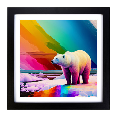 Polar Bear Color Field Painting No.1 - Single Picture Frame Print on Wood